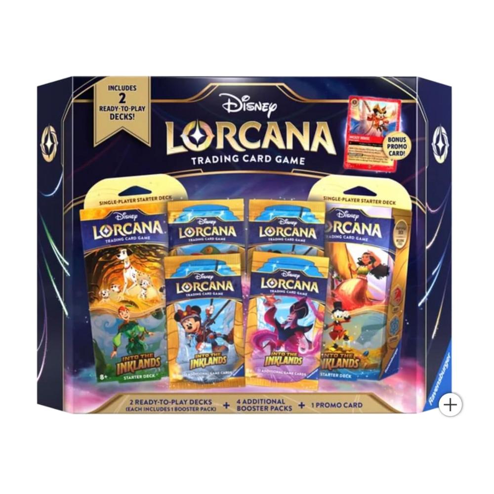 Disney Lorcana Trading Card Game - Into The Inklands - 2 Ready to Play Decks + 4 Additional Booster Packs + 1 Promo Card