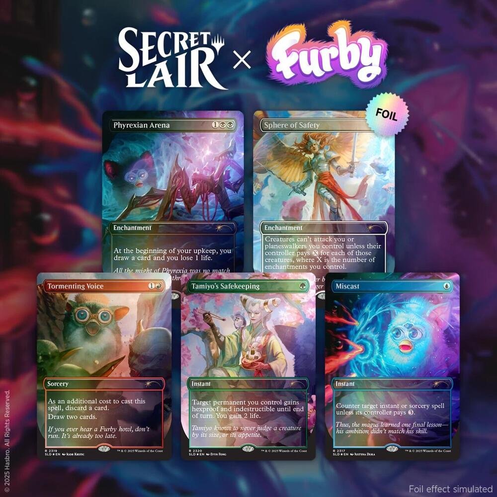 MTG Secret Lair x Furby: The Gathering Rainbow Foil Edition - Secret Lair Drop Series Collectible Card Set