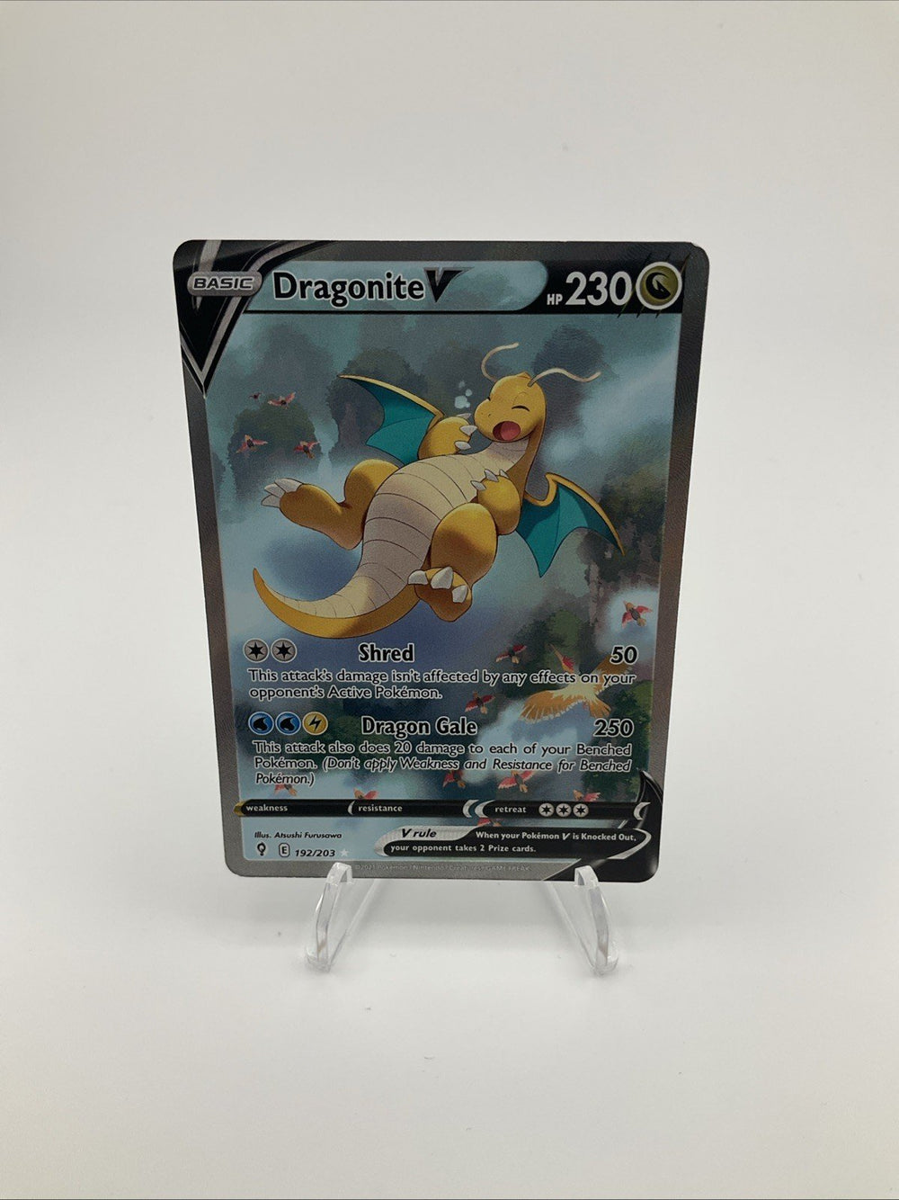 Pokemon TCG Dragonite V (Alternate Full Art) 192/203 SWSH07: Evolving Skies Holo NM